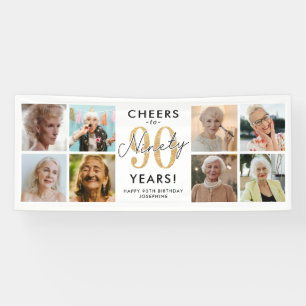 Lona Brindis por 90 Años Banner de Cumpleaños con Foto