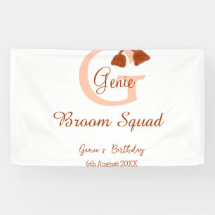 Lona Broom marrón Escuadrón Nombre de cumpleaños monogr