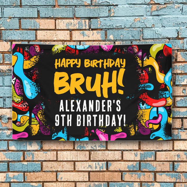 Lona Bruh Neon Graffiti Hip Hop Street Art Birthday (Bruh Neon Graffiti Hip Hop Street Art Birthday Banner)