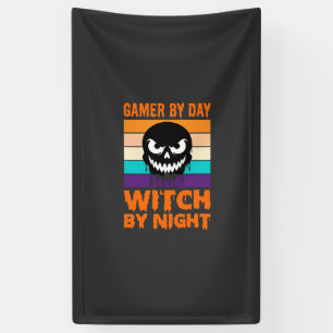 Lona Bruja Jugadora Calavera Retro Halloween