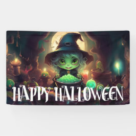 Lona Bruja verde comiendo dulce Halloween