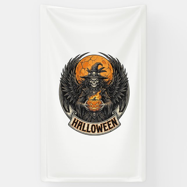 Lona Bruja Vintage de Halloween Gótico (Vertical)