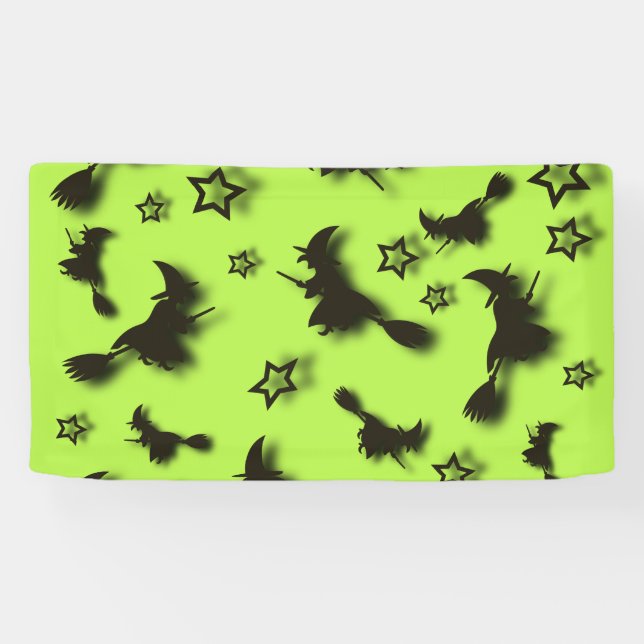 Lona Bruja voladora entre las estrellas en la noche de  (Horizontal)