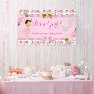 Lona Brunette Princess Baby Shower Rosa Rosa Rosa Fiest
