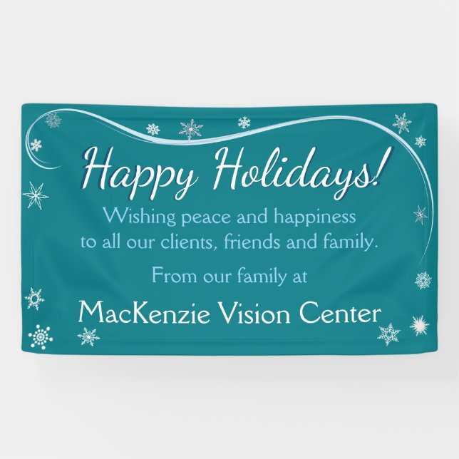 Lona Buenas fiestas bandera de los copos de nieve (Horizontal)