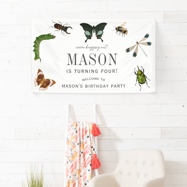 Lona Bugs & Insects Vintage Boy Birthday Welcome (In situ)
