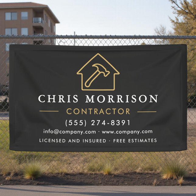 Lona Building Construction Contractor Black Gold (Subido por el creador)