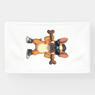 Lona Bulldog Francés Antiguo y Genial con Hueso Dibujo 