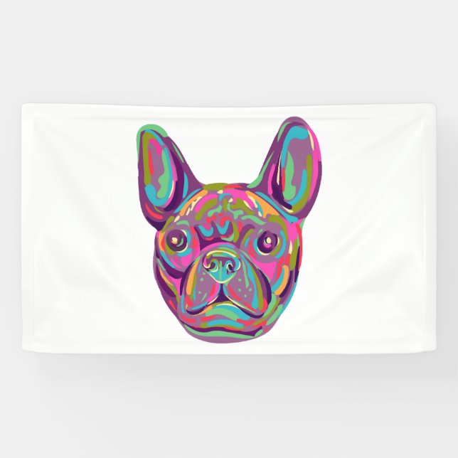 Lona Bulldog francés cabeza de francés Estilo de arte p (Horizontal)