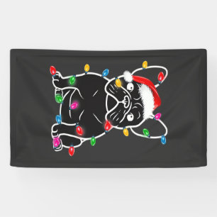 Lona Bulldog Francés Divertido Luces de Navidad del Árb