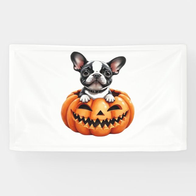 Lona Bulldog francés Happy Halloween calabaza Classic T (Horizontal)