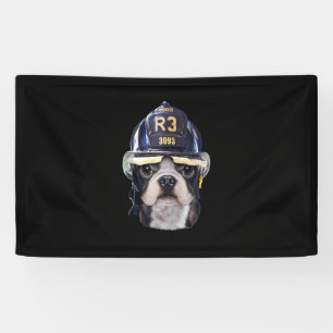 Lona Bulldog francés lindo con casco para bomberos