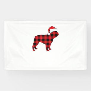 Lona Bulldog francés lindo Santa Hat Navidades Red Plai