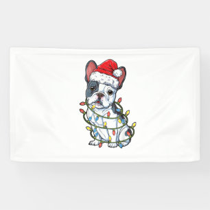 Lona Bulldog francés Santa Christmas Tree enciende a Na
