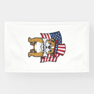 Lona Bulldog Patriótico Con Diseño De Vector De Bandera