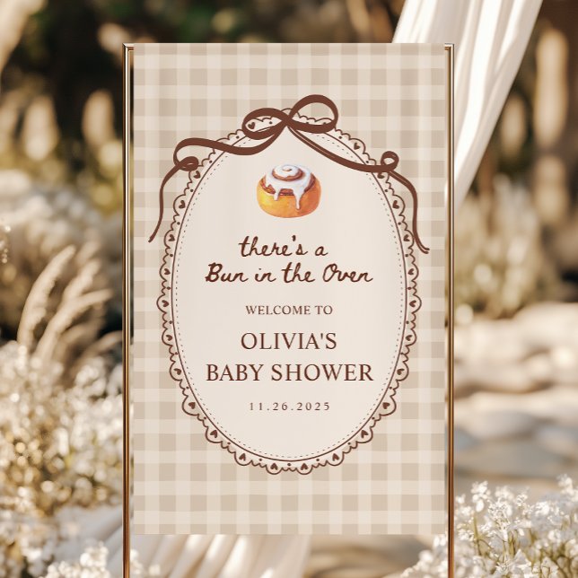 Lona Bun in the Oven Gingham Bakery Baby Shower Welcome (Subido por el creador)