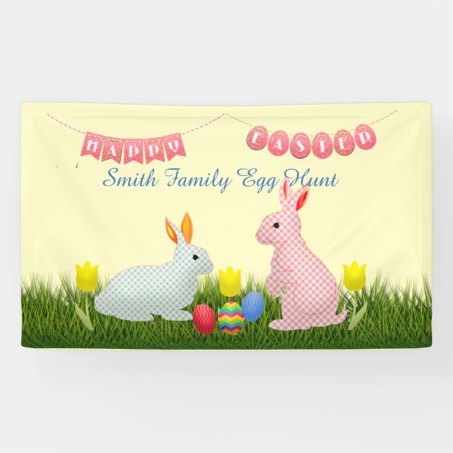 Lona Bunnies, huevos, tulipanes y fiesta de Pascua (Horizontal)