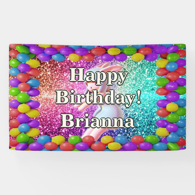 Lona Bunny Cheerhead Personalidad personalizada cumplea (Horizontal)