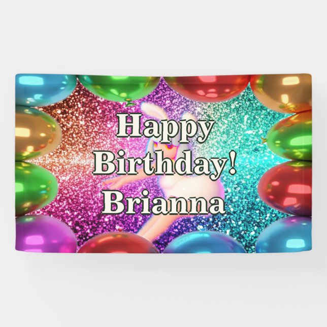 Lona Bunny Cheerhead Personalidad personalizada cumplea (Horizontal)