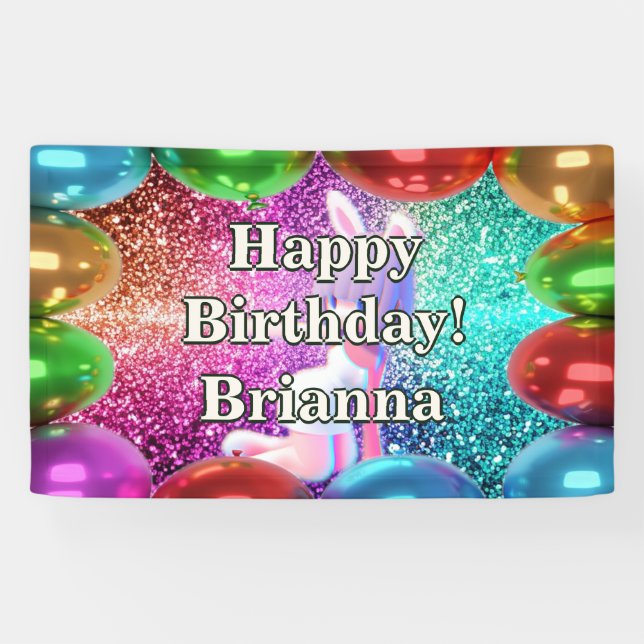 Lona Bunny Cheerhead Personalidad personalizada cumplea (Horizontal)