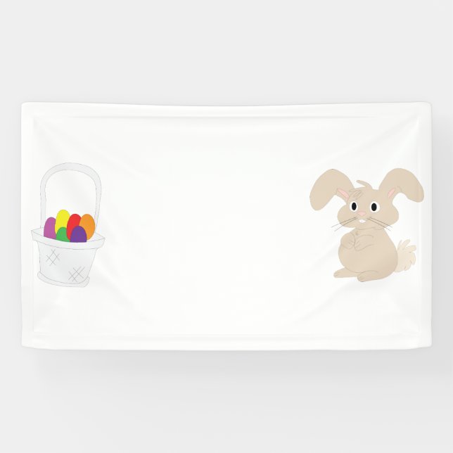 Lona Bunny de Pascua con canasta (Horizontal)
