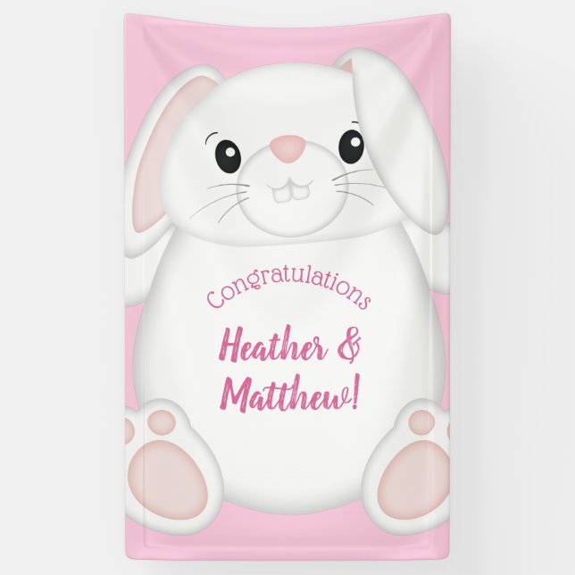 Lona Bunny Rabbit Baby Shower Pink (Vertical)