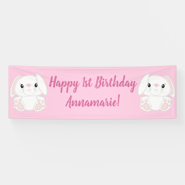 Lona Bunny Rabbit Birday Party Pink (Horizontal)