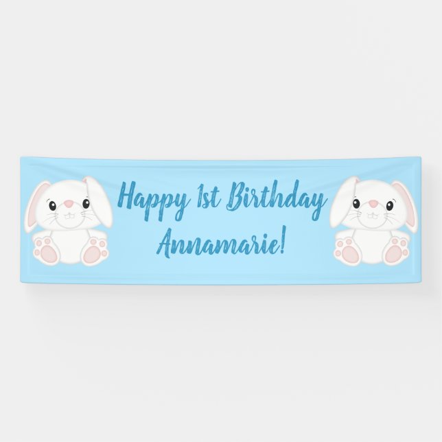 Lona Bunny Rabbit Birthday Party Blue (Horizontal)