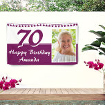 Lona Bunting Stars Foto 70th Birthday Party<br><div class="desc">Estrellas de Bunting Purpurina Morado Foto Cartel de la fiesta de cumpleaños número 70. Cambie el nombre y la foto en el cartel.</div>