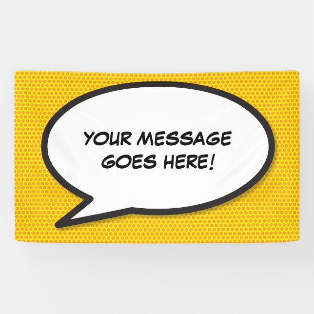 Lona Burbuja de Mensaje Divertido Retro de Cómic (Horizontal)