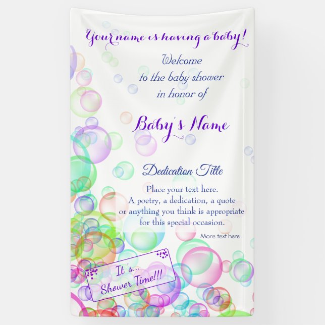 Lona Burbujas de jabón del arco iris Baby Shower (Vertical)
