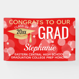 Lona Burbujas modernas de oro rojo Felicitaciones Gradu