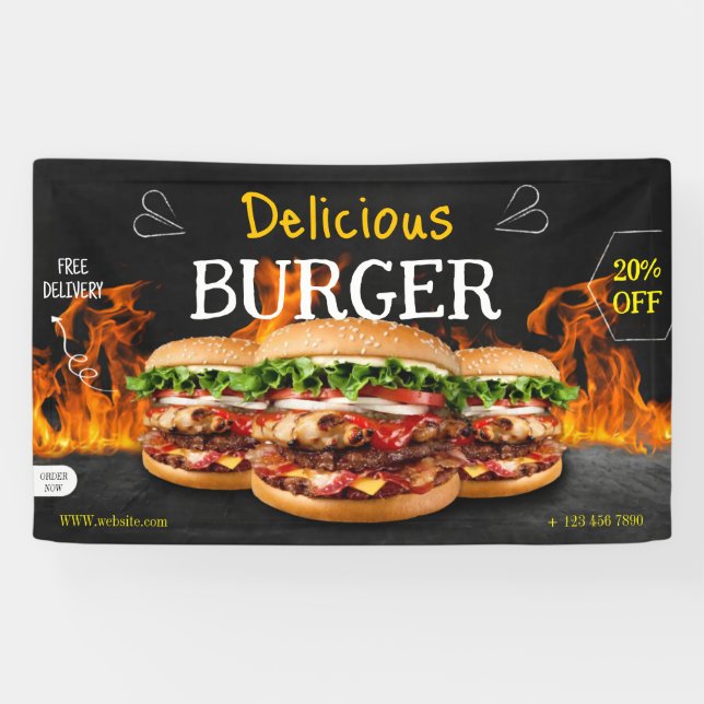 Lona Burger fast food barbacoa Hamburger fiesta lindo (Horizontal)