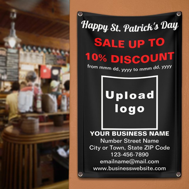 Lona Business Saint Patrick Sale en Banner negro (Business Saint Patrick sale on black banner. Signage to attract more customers.)