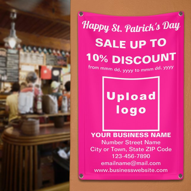 Lona Business Saint Patrick Sale en banner rosa (Business Saint Patrick sale on pink banner. Signage to attract more customers.)
