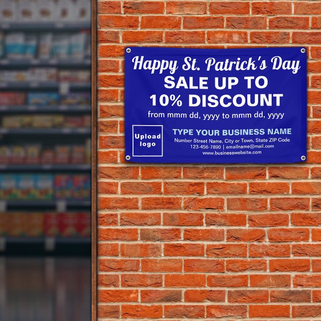 Lona Business Saint Patrick Sale en Blue Rectangle (Attract more customers. Business Saint Patrick sale on blue rectangle banner.)