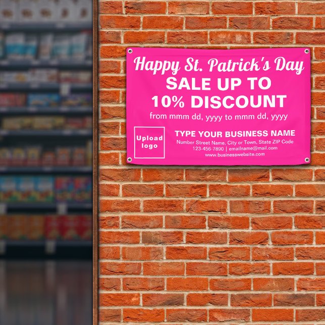 Lona Business Saint Patrick Sale en Rectángulo Rosa (Attract more customers. Business Saint Patrick sale on pink rectangle banner.)
