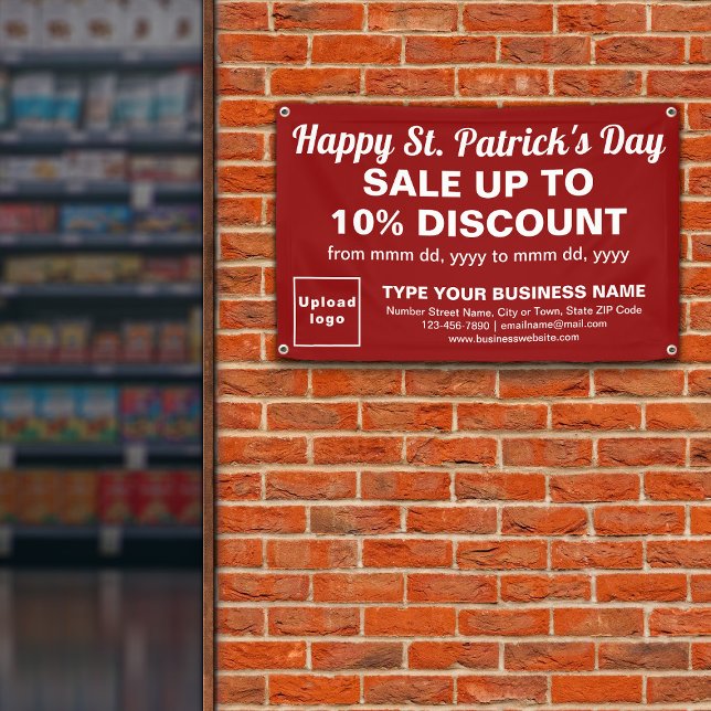 Lona Business Saint Patrick Sale en Red Rectangle (Attract more customers. Business Saint Patrick sale on red rectangle banner.)