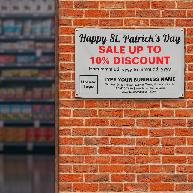 Lona Business Saint Patrick Sale sobre Rectángulo Gris (Attract more customers. Business Saint Patrick sale on gray rectangle banner.)