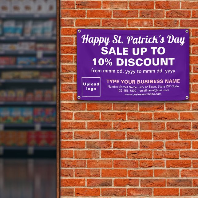 Lona Business Saint Patrick Sale sobre Rectángulo Púrpu (Attract more customers. Business Saint Patrick sale on purple rectangle banner.)