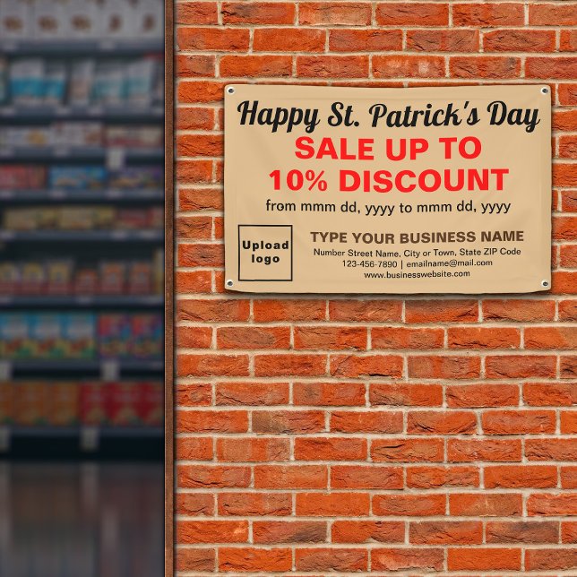 Lona Business St. Patrick Sale en Light Brown Rectangle (Attract more customers. Business Saint Patrick sale on light brown rectangle banner.)