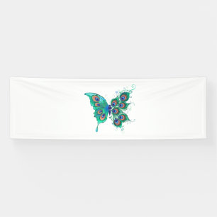 Lona Butterfly with Green Peacock Feathers