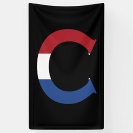 Lona C Monograma sobrepuesto en la bandera de la LND en