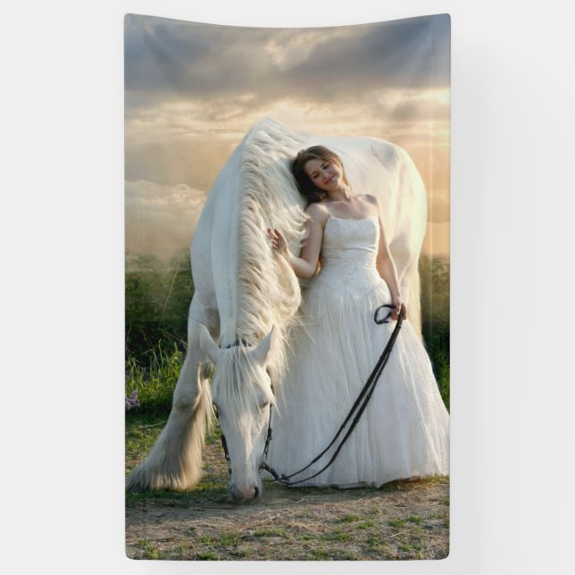 Lona Caballo blanco con novia (Vertical)