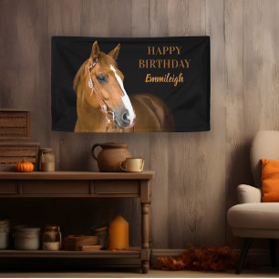 Lona Caballo Cuarto de Milla Marrón Cumpleaños Feliz en