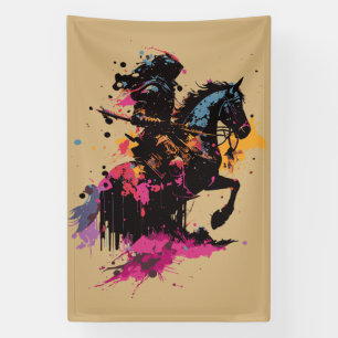 Lona Caballo de guerrero en acuarela