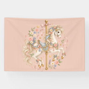 Lona Caballo de tiovivo mágico con diseño floral