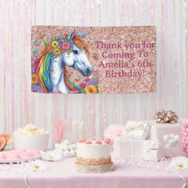 Lona Caballo fantástico arcoiris Floral ecuestre cumple