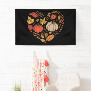 Lona Cabaña Otoñal Corazón Pumpkins Corazón Día de Acci