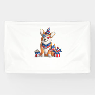 Lona Cachorro galés patriótico Corgi Pup 4 de julio